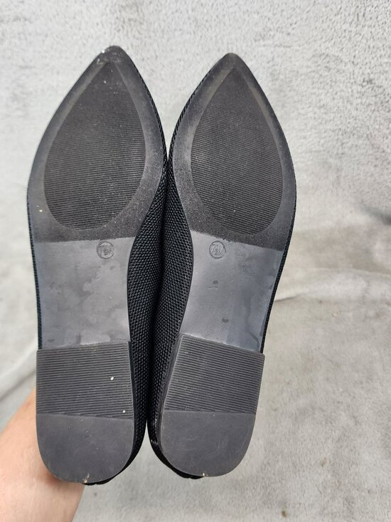 Nanette Lepore Shoes Womens 7.5 Black Pointed Toe Ballet Flats *Read* - Picture 8 of 11